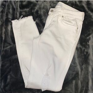 JUST BLACK White Distressed Skinny Jeans Size 27